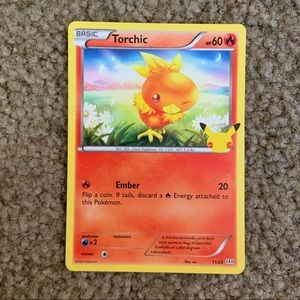 Pokémon 25th Anniversary Torchic Card